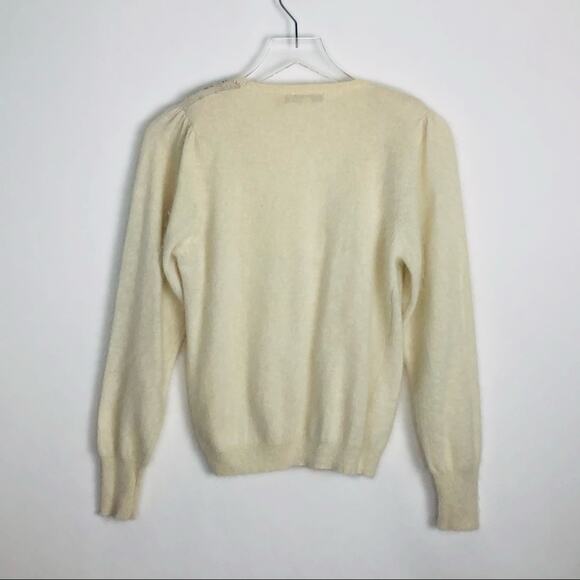 Vintage Embellished Cardigan Sweater Button Front Angora Wool Medium - Picture 5 of 9